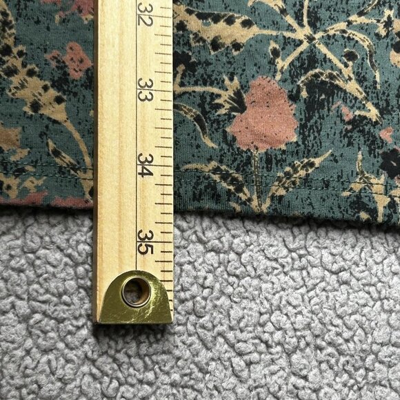 Peruvian Connection Dress Womens S Green Floral Long Sleeve Pima Cotton Modal - Picture 15 of 15